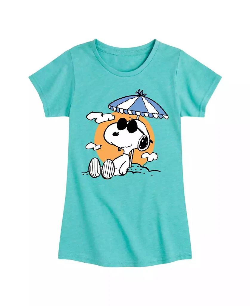 Peanuts Big Girls Snoopy Beach Graphic Short Sleeve T-Shirt 1