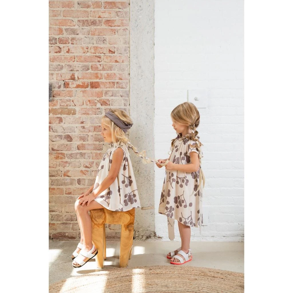 Omamimini Girls' Tent Dress with Ruff Collar - Stone Berries | OM416 2