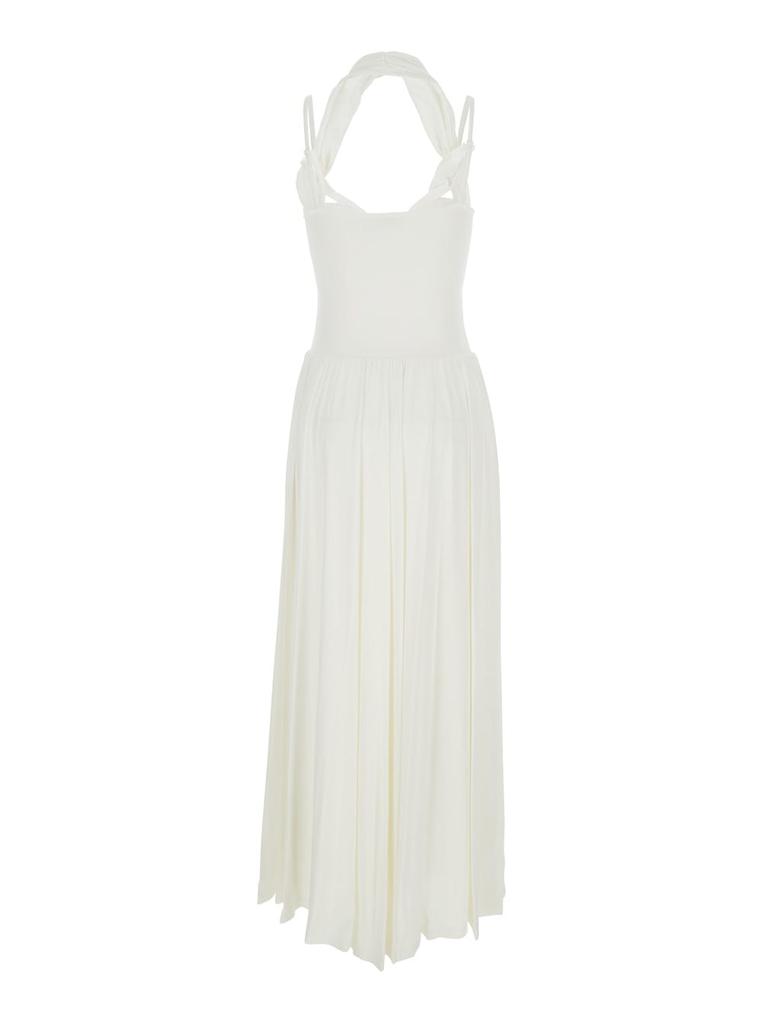 SIMKHAI amarantha White Off-shoulder Long Dress With Pleated Details In Rayon Stretch Woman