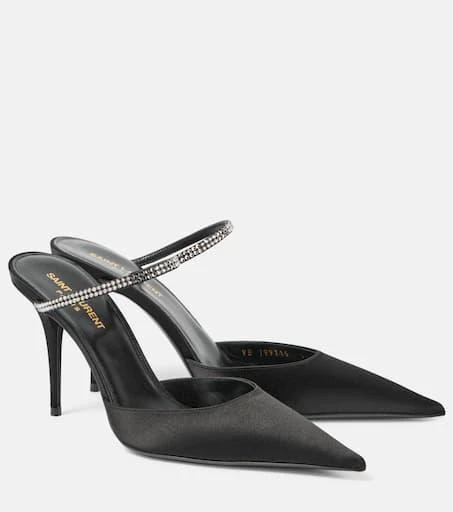 Yves Saint Laurent Barbara 90 embellished satin mules 1