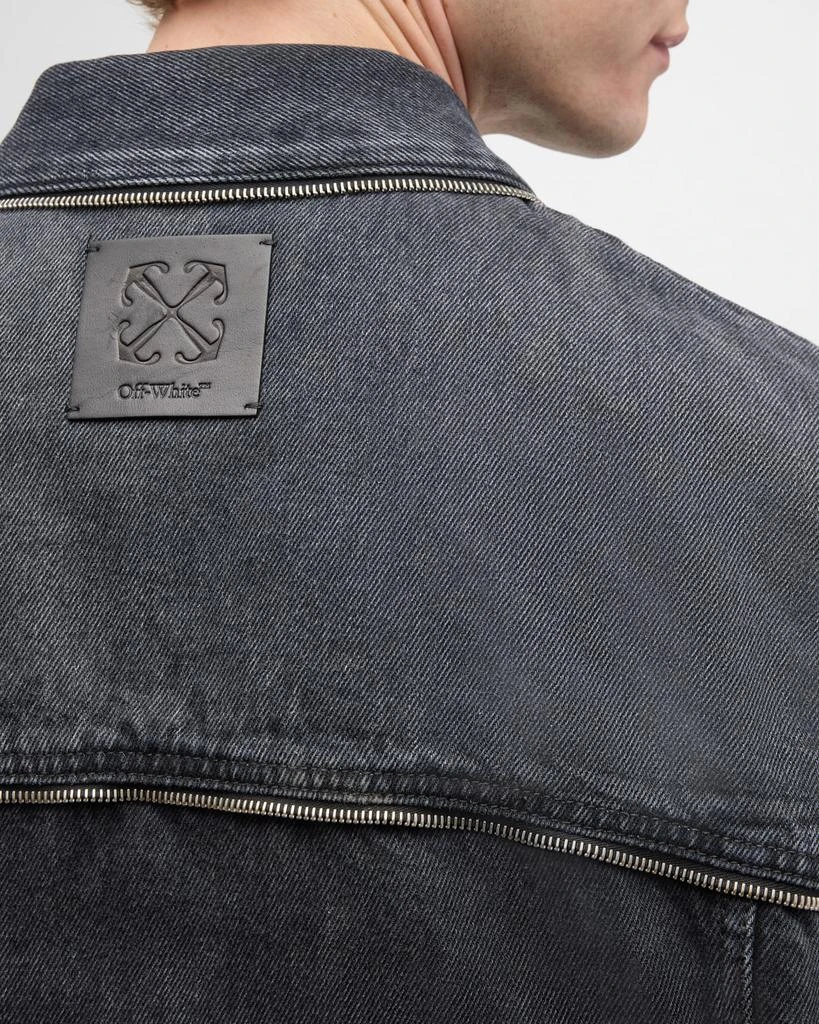Off-White Men's Arrow Zipper-Trim Denim Jacket 5