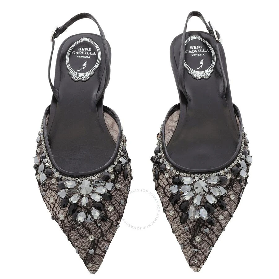 Rene Caovilla Hina Crystal Lace Slingback Flats 3