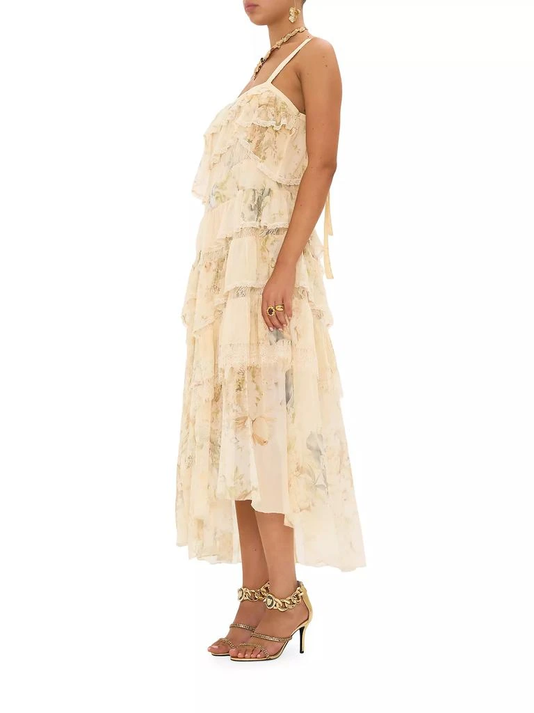 Camilla Floral Lace Silk Tiered Maxi Dress 5