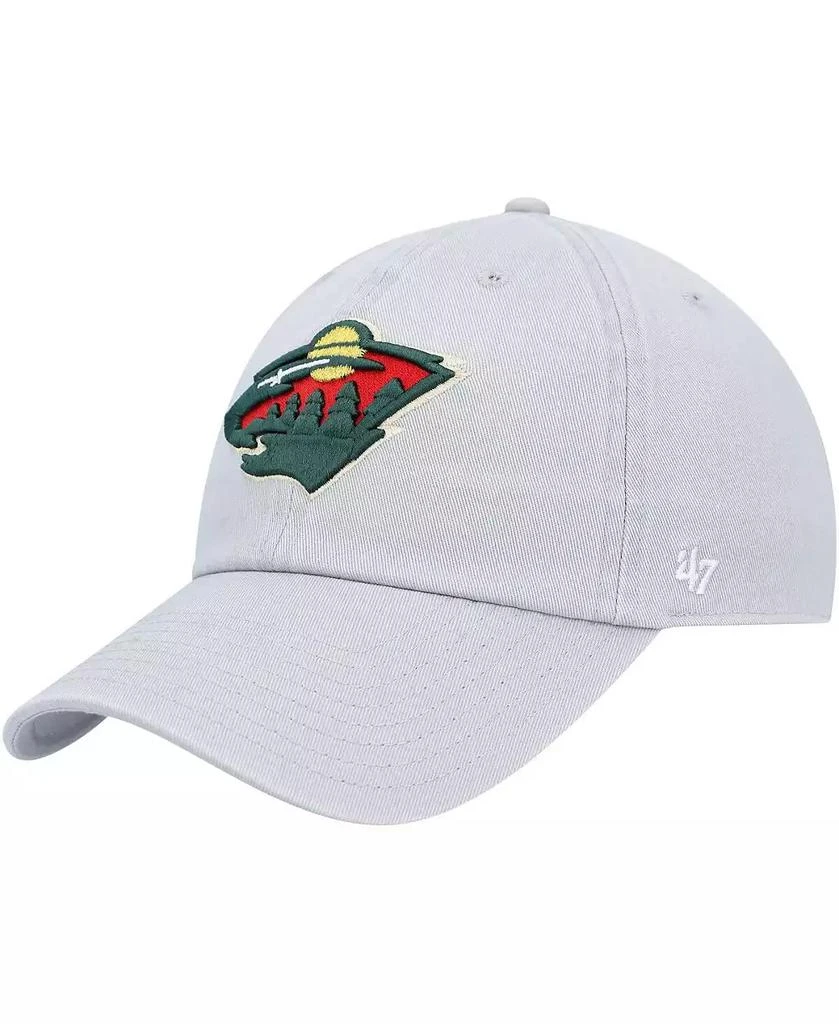 47 Brand Men's Gray Minnesota Wild Clean Up Adjustable Hat 1