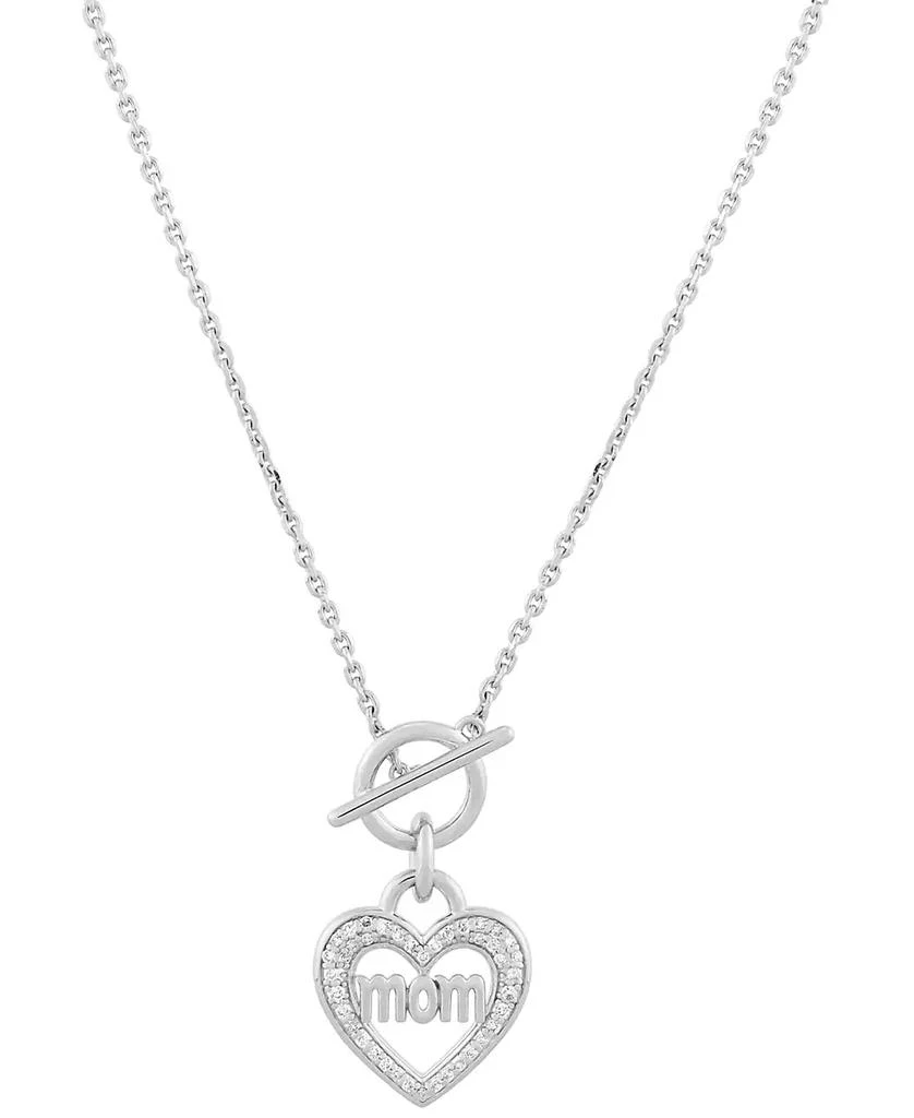 Macy's Diamond Mom Heart Toggle Necklace (1/6 ct. t.w.) in Sterling Silver, 16" + 4" extender 1