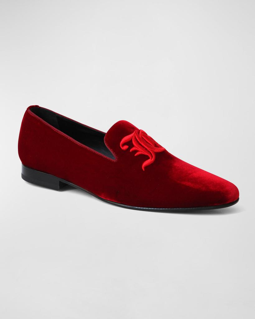 John Galliano Paris Men's Velvet Monogram Loafers