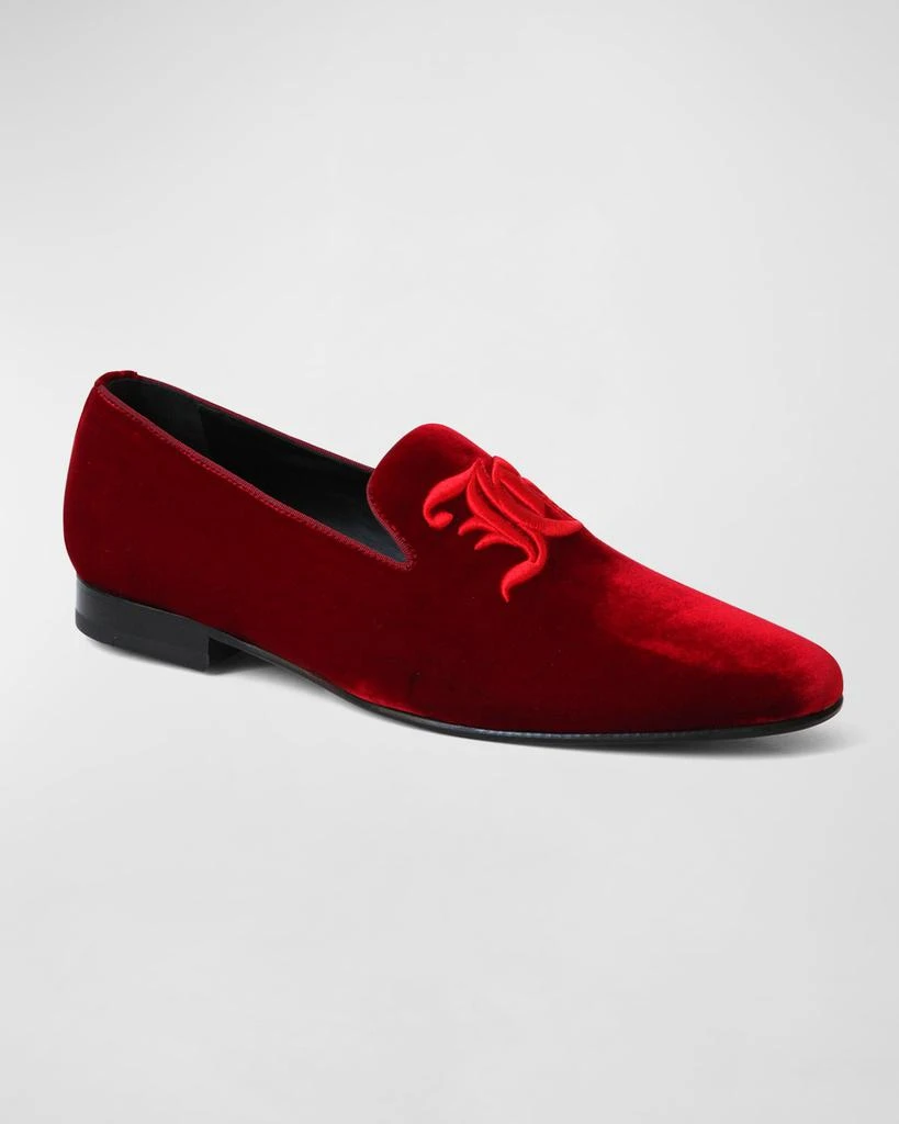 John Galliano Paris Men's Velvet Monogram Loafers 2