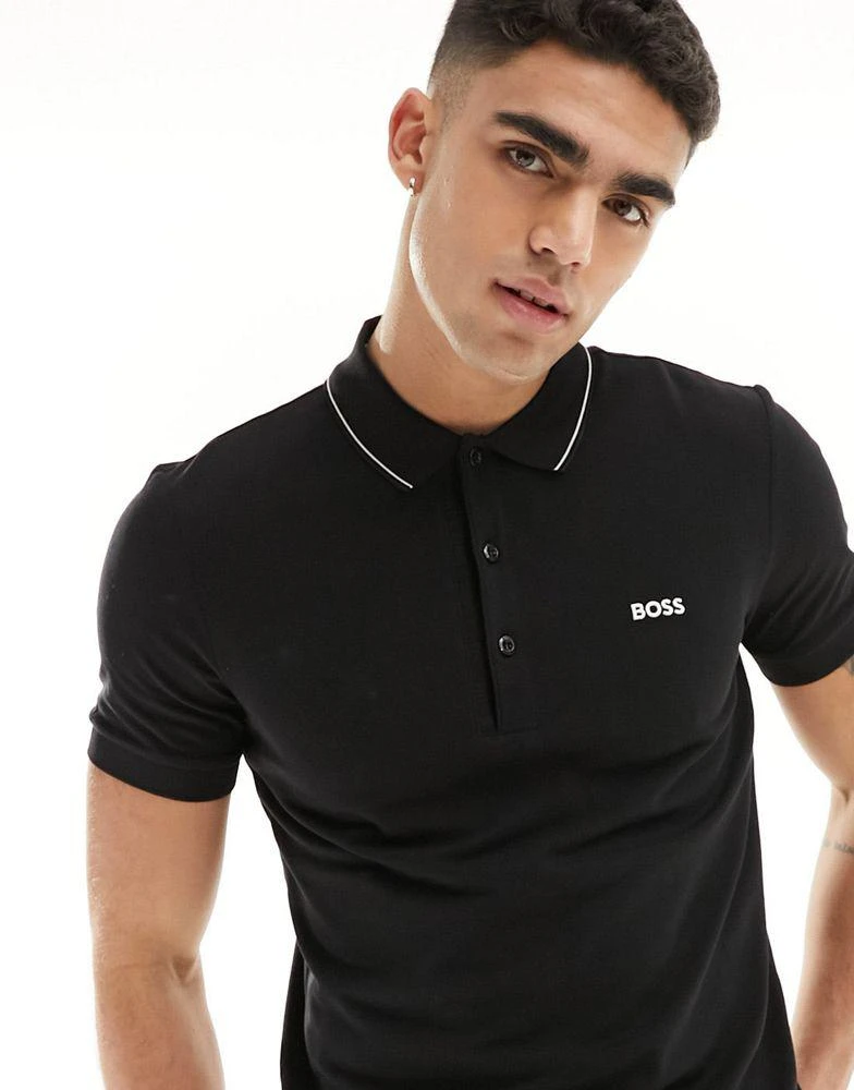 Hugo Boss BOSS Green Paule logo polo shirt in black 1