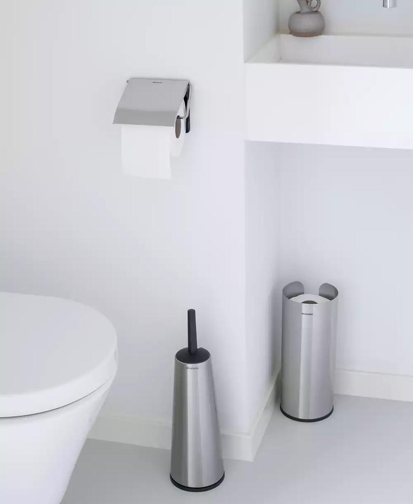 Brabantia Renew Toilet Accessory Set of 3 - Toilet Brush and Holder, Toilet Paper Roll Dispenser and Toilet Paper Roll Holder