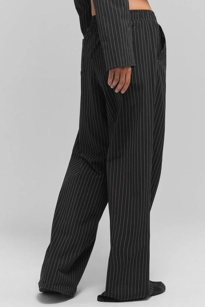Alo Pinstripe Daylight Boxer Pant (Long) - Black/Titanium 3