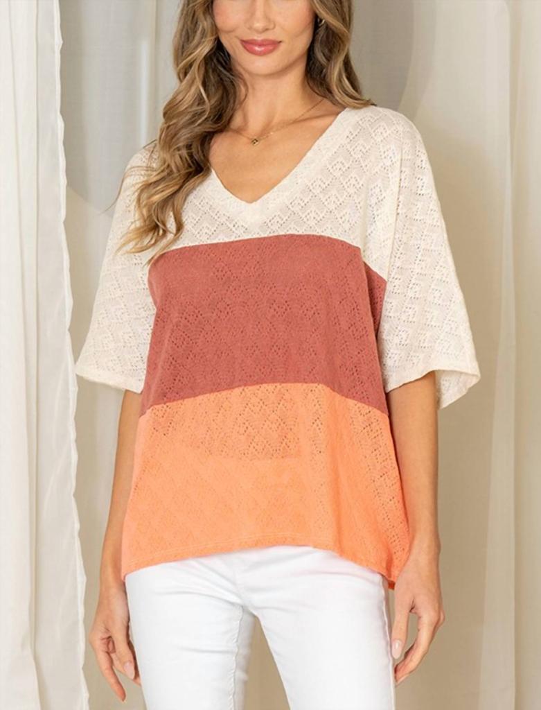 Sew In Love Sew In Love - Casually Yours Colorblock V-neck Top