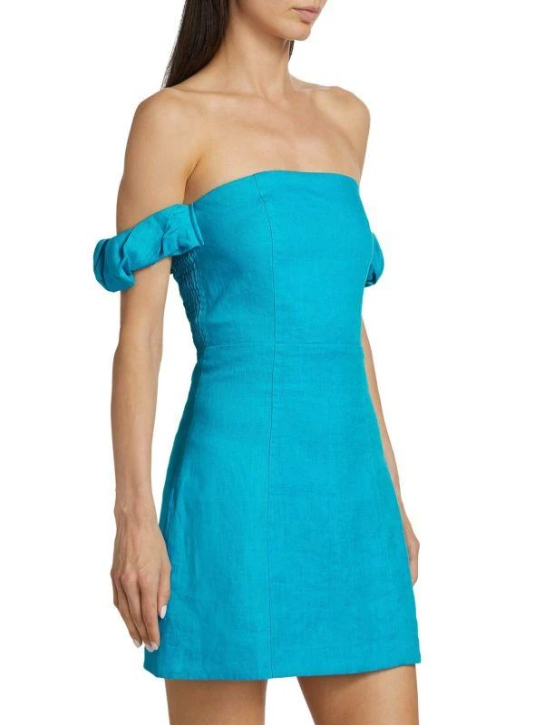 Hevron Sari Off-The-Shoulder Linen Mini Dress 3