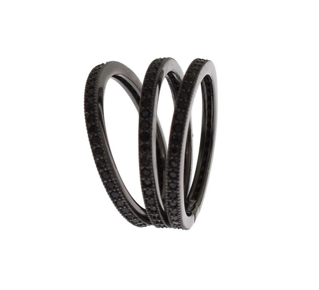 Nialaya Nialaya Black CZ 925 Sterling Silver Womens 6