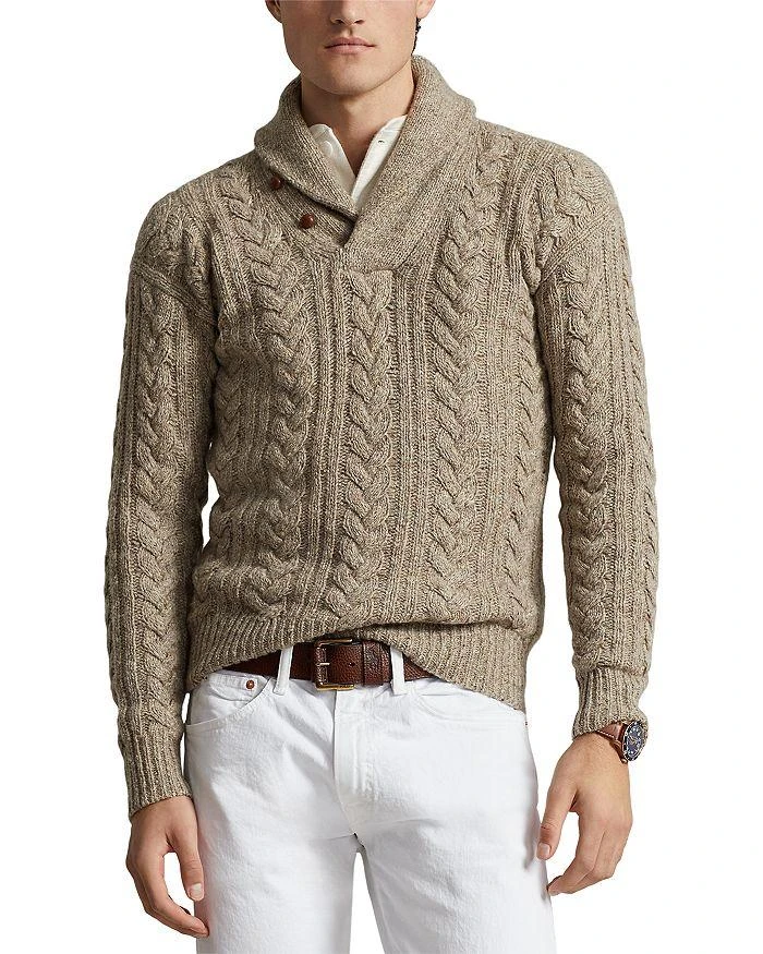 Polo Ralph Lauren Wool Blend Cable Knit Regular Fit Shawl Collar Sweater 1