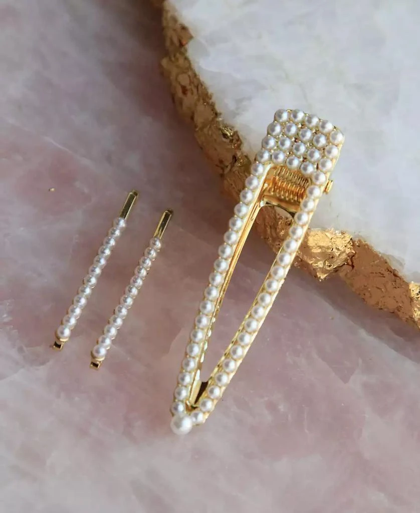 Soho Style String of Pearls Bobby Pin and Hair Clip 3 Piece Set 2