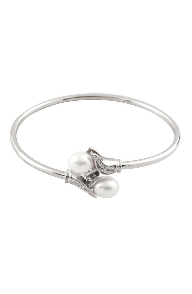 Splendid Pearls 12-13mm Pearl & CZ Bangle Bracelet