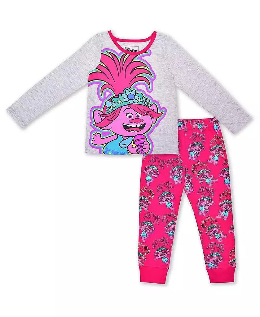 Children's Apparel Network Toddler 2-Piece Gray/Pink Trolls Graphic Long Sleeve T-Shirt Jogger Set 1