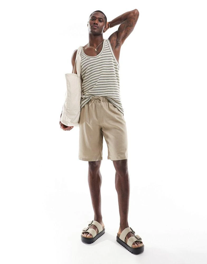 ADPT ADPT linen mix shorts in beige 2