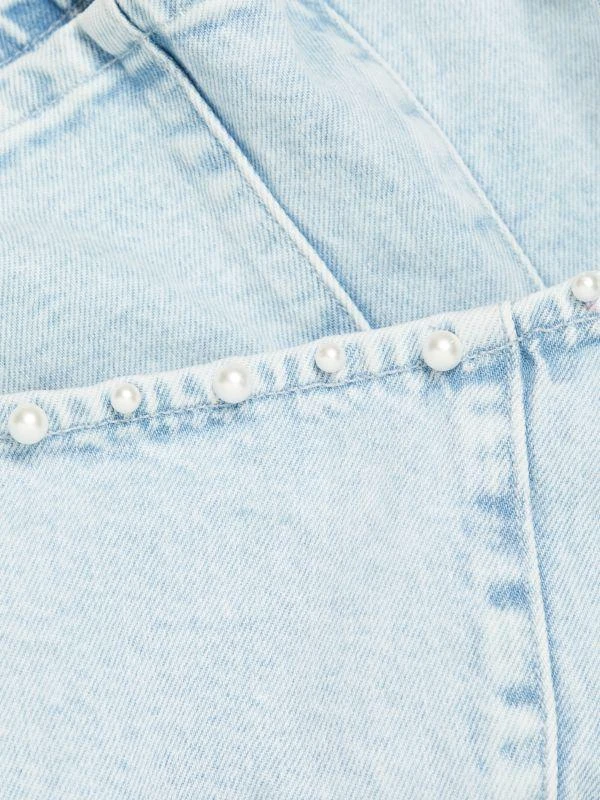 Le Jean Willa Embellished Denim Peplum Top 5
