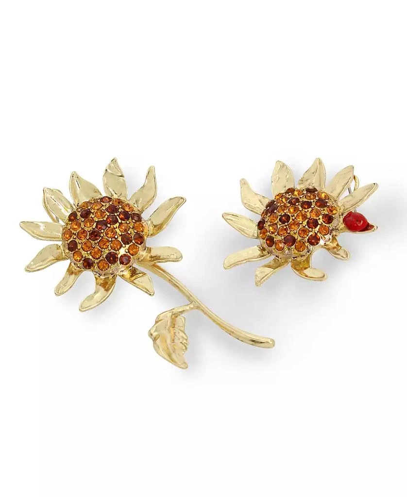 Betsey Johnson Faux Stone Sunflower Mismatch Earrings 2