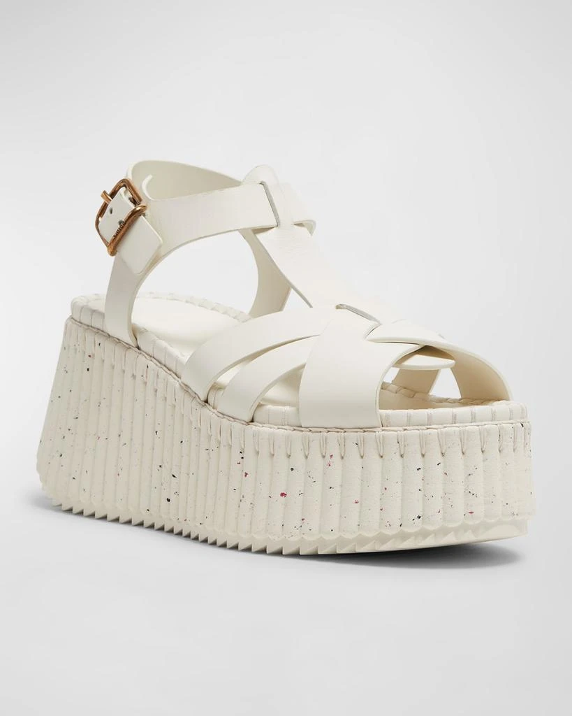 Chloé Nama Leather T-Strap Platform Sandals 2