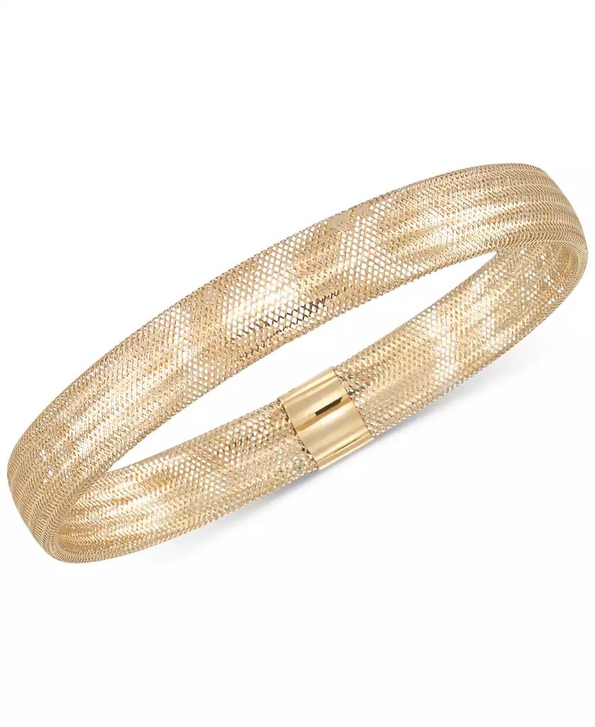 Italian Gold Stretch Bangle Bracelet in 14k Yellow, White or Rose Gold, Made in Italy