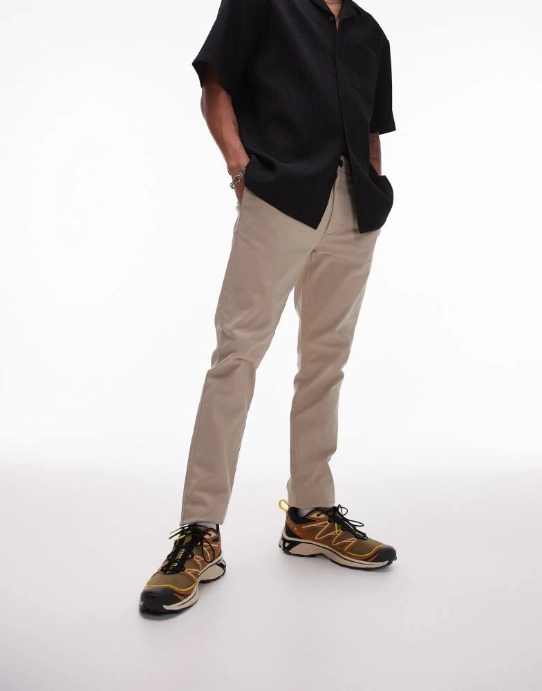 Topman Topman skinny chino trousers in stone 1