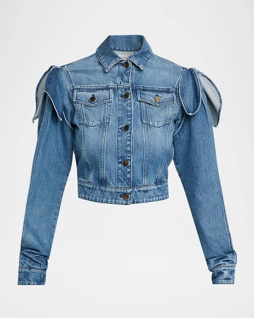 Gabriela Hearst Briella Tie Slit-Sleeve Denim Jacket 1