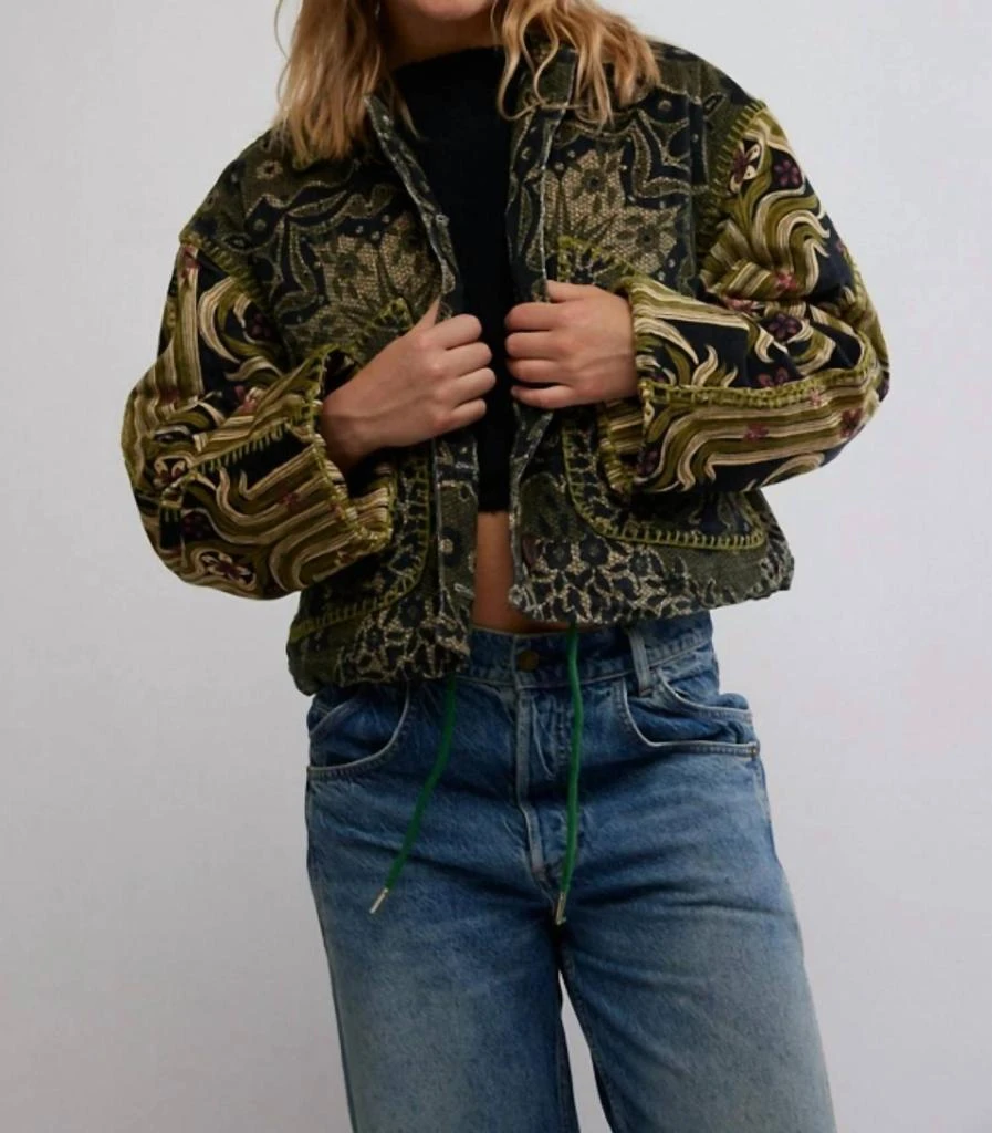 Free People Giving Joy Jacket In Emerald Combo 1