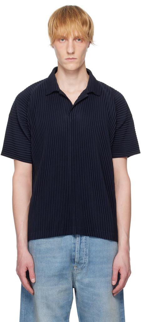Homme Plissé Issey Miyake Navy Basics Polo - Polo Shirts - BeyondStyle