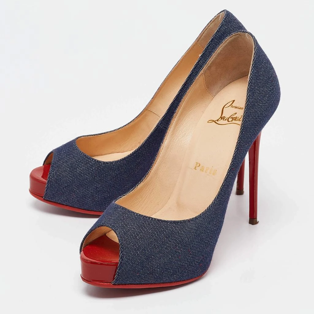 Christian Louboutin Christian Louboutin Navy Blue Denim Very Prive Peep Toe Pumps Size 35.5 2