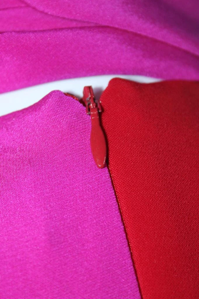 Christian Siriano Color Block Dress Gown Red Pink 4