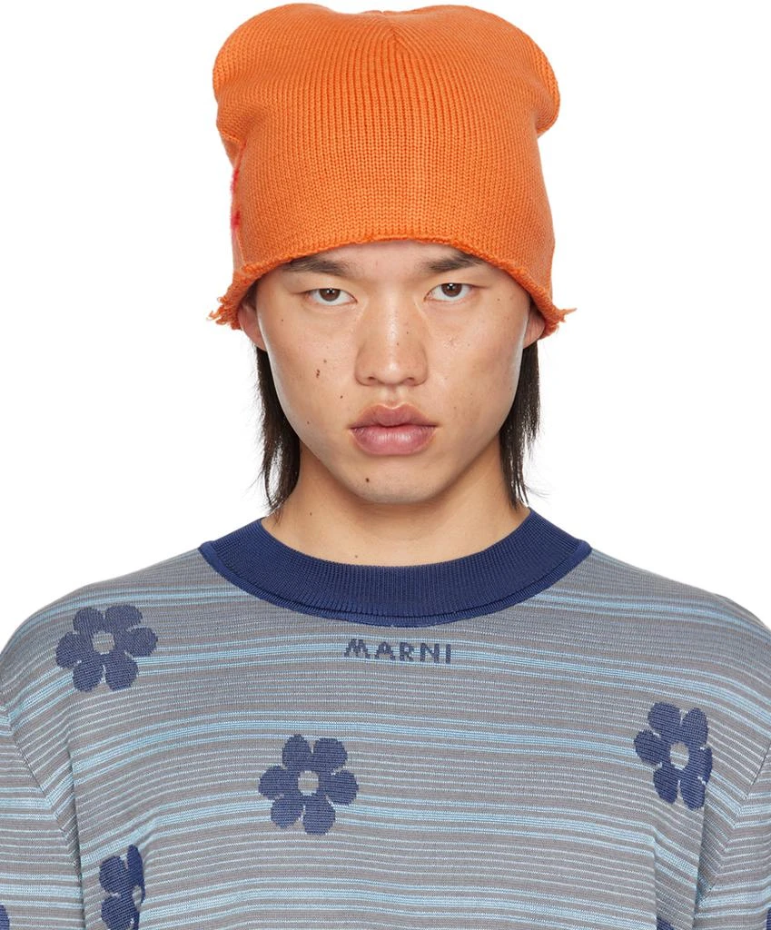 Marni Orange Mohair Logo Beanie 1