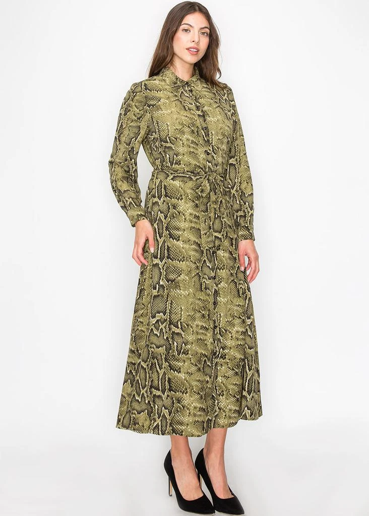 Yal New York Green Snake-Print Button-Up Dress 3