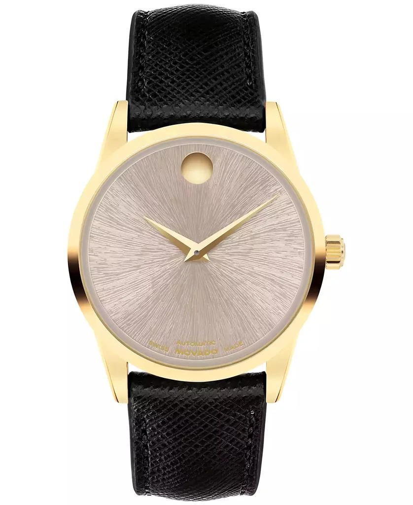 Movado Women's Museum Classic Swiss Automatic Black Leather Watch, 33mm 1