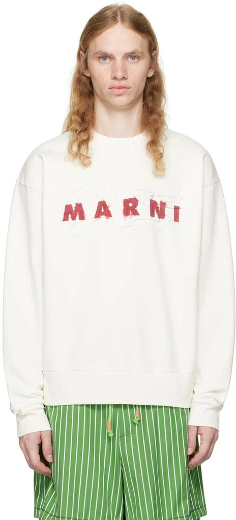 Marni Off-White Wrinkled 'Marni' Logo Sweatshirt 1