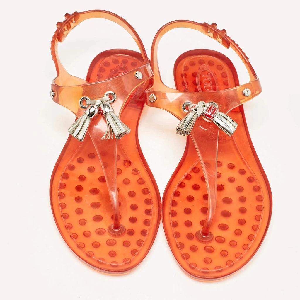 Tod's Tod's Orange Jelly Tassel Thong Slingback Flat Sandals Size 39 3