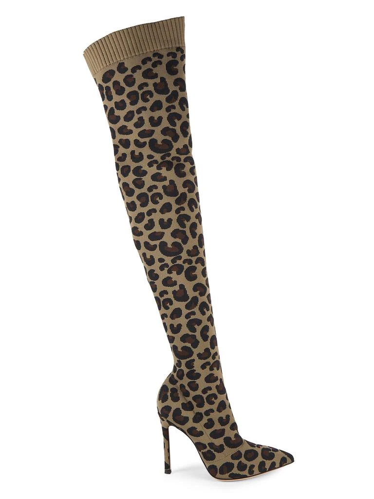 Gianvito Rossi 100MM Leopard-Print Textile Over-The-Knee Boots 1