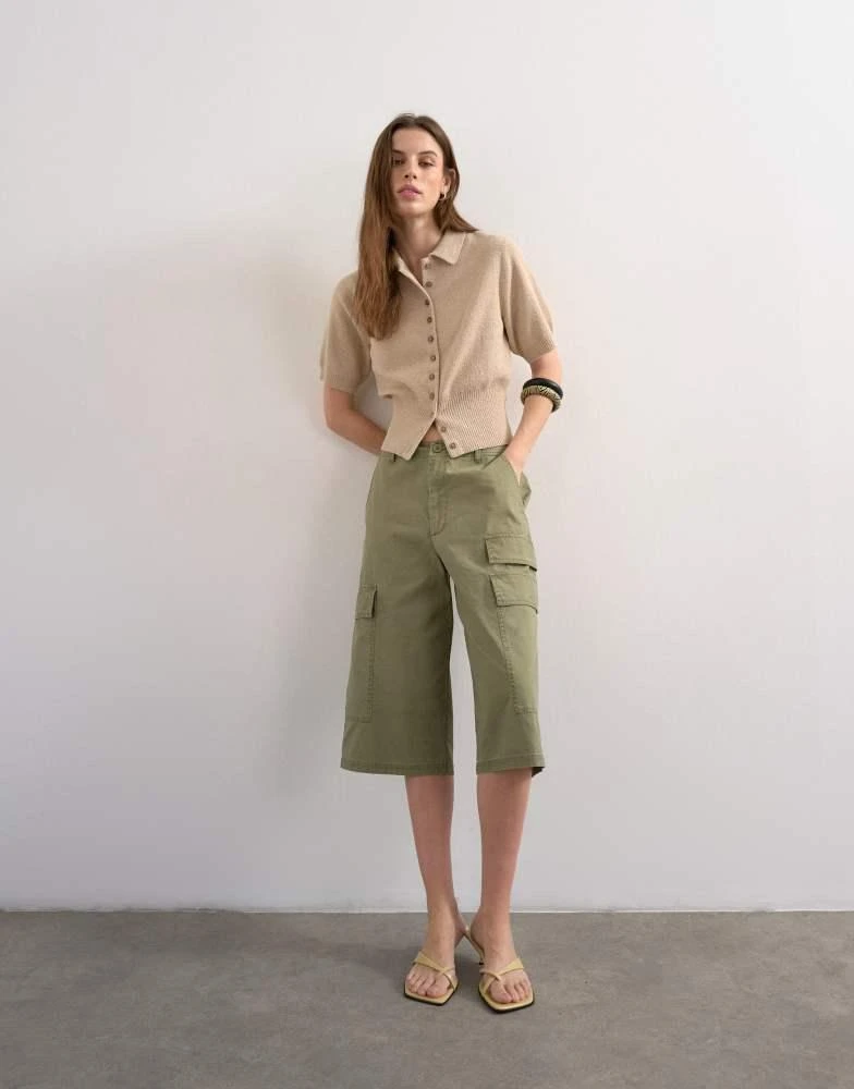 Topshop Topshop fine knitted cinch waist polo in oat 2