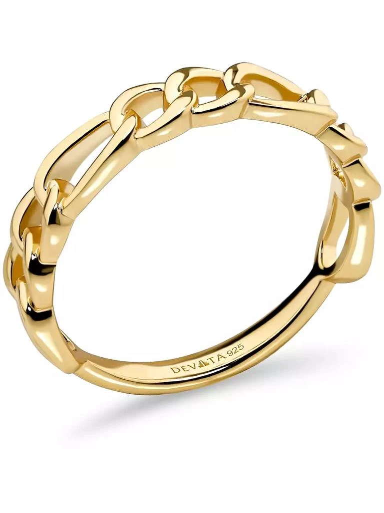 DEVATA Figaro Link Ring in Gold Plated Sterling Silver, Size 9 2