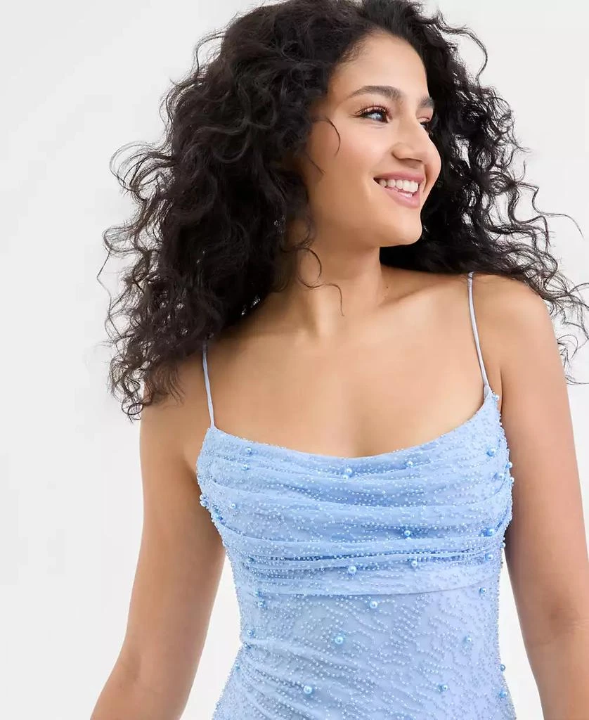 B Darlin Juniors
 Cowl-Neck Beaded Sleeveless Gown 3