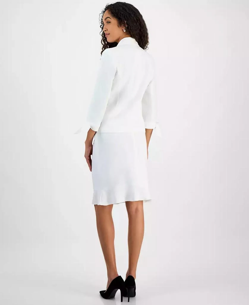 Le Suit Women's Three-Button Tie-Cuff Jacket & Flounce-Hem Skirt, Regular & Petite 4