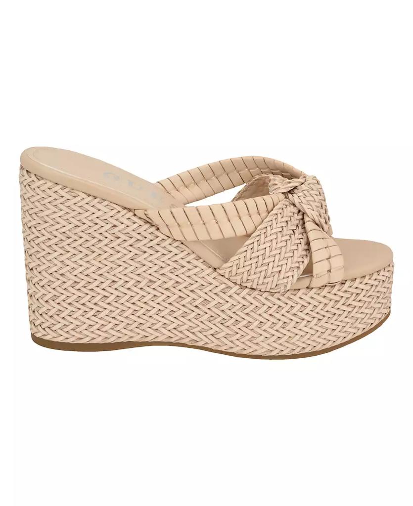 GUESS Women's Eveh Knotted Jute Wrapped Platform Wedge Sandals