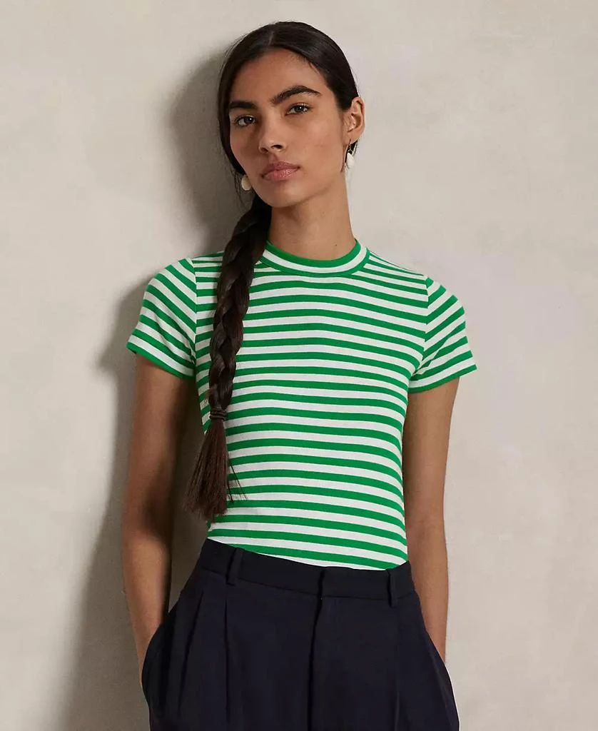 Ralph Lauren Women's Striped Ribbed Cotton Crewneck Tee 3