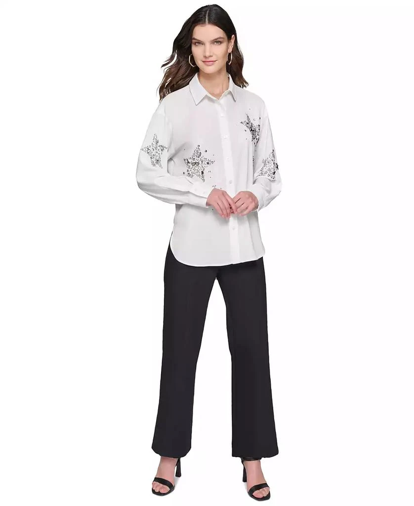 Karl Lagerfeld Paris Women's Embellished Button-Front Top 5