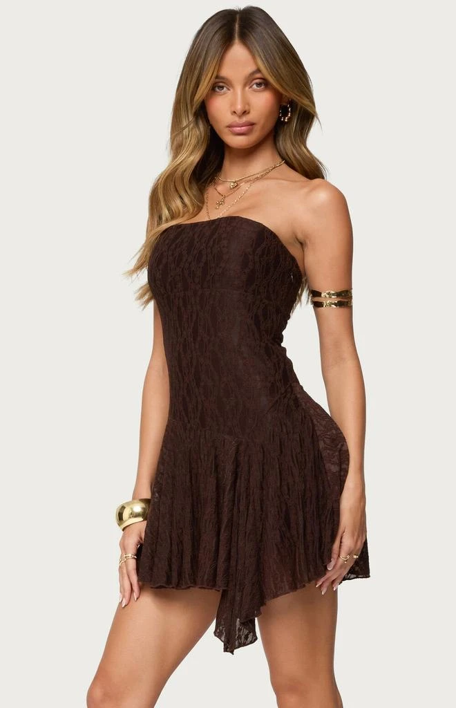 Edikted Elaia Asymmetric Strapless Lace Mini Dress 2