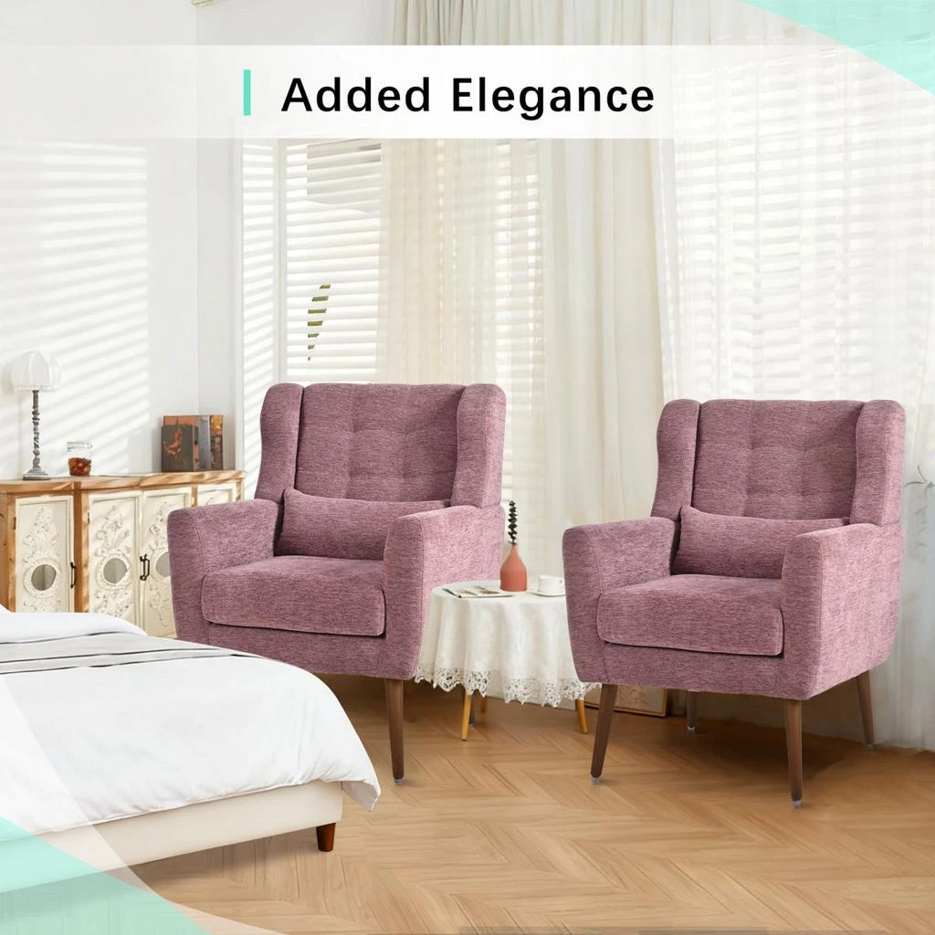 Streamdale Furniture Streamdale Modern Chenille Accent Lounge Chair w/ Throw Pillow (Purple) 3