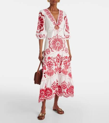 Farm Rio Broderie anglaise cotton midi dress 2