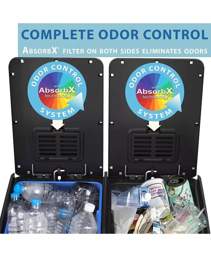 iTouchless halo 61 Liter / 16 Gallon SoftStep Stainless Steel Combo Step Pedal Kitchen Trash Can and Recycle Bin with Dual AbsorbX Odor Filters 9