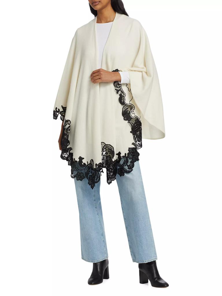 Sofia Cashmere Lace-Trim Cashmere Knit Cape